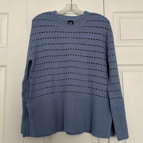 GAP Sweaters - GAP Light Blue Perforated Crewneck Sweater - Size S - Oversized Fit - NWT